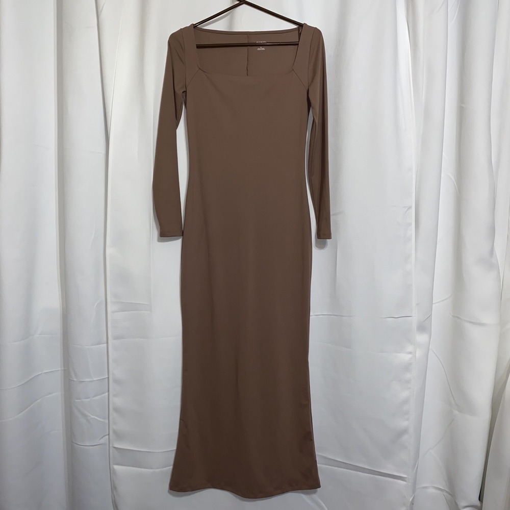 Wild Fable Butter Bliss Brown Long Sleeve Bodycon Long Dress Size Small Pullover